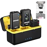 NEEWER CM28 Sistema Micrófono Lavalier Inalámbrico con Estuche Carga Cancelar Ruido 4GB Almacenamiento 9H Grabación 48KHz Audio 16 Bits Micrófono Solapa Compatible con iPhone iPad Android PC Cámara