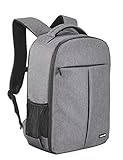 Cullmann Malaga Backpack 550 + Mochila para DSLR equipo de fotos con compartimento para tablet A4 bolsillo frontal impermeable Rip-Stop poliéster divisores internos de PU. Accesorios Compartimiento gris