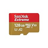 SanDisk Extreme Tarjeta Micro SDXC 128GB + adaptador SD, (Para teléfonos inteligentes, cámaras de acción, drones) V30, hasta 190 MB/s, RescuePRO Deluxe, A2 C10 U3 UHS-I,