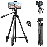 K&F Concept Trípode para Móvil Trípode Ligero 152cm para DSLR Canon Nikon Sony, Smartphone con Soporte para Móvil, Trípode de Viaje de Aluminio con Mando a Distancia Bluetooth