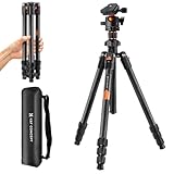 K&F Concept Trípode de Cámara Carbono Compacto y Professional, 162cm, Trípode Ligero de Viaje para Fotografía con 360° Rótula de Bola y Placa de Liberación para Cámara DSLR K254C2(Solo 1.13kg)