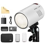 GODOX AD100Pro Pocket Studio Flash Head Kit de luz estroboscópica Fotografía 100W Cabeza Redonda TTL HSS Ligero Portátil Compacto Fuera de la Cámara Flash Modelado Luz + Difusor Domo(Blanco)