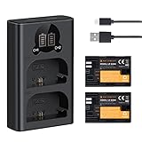K&F CONCEPT LP-E6NH/LP-E6N/LP-E6 2 Pack Batería 2250mAh de Repuesto con Cargador Dual USB, Compatible con Cámara Canon EOS 5D Mark II/III/IV,5DS R,6D, 7D,7D Mark II, 60D, 70D, 90D, 80D