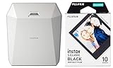 Fujifilm Instax Share SP-3 Impresora para Smartphone, Color Blanco + instax Square Black, película instantanea, 10 Fotos