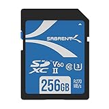 SABRENT Tarjeta de Memoria SD 256GB | SDXC UHS-II | Velocidades hasta 270 MB/s de Lectura | Clase 10, U3, V60 para fotógrafo Profesional, camarógrafo y Vlogger | Full HD/4K [SD-TL60-256GB]