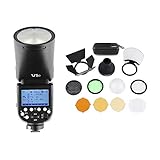 GODOX V1C Flash de cámara Speedlite Speedlight Cabeza Redonda inalámbrica 2.4G Fresnel Zoom AK-R1 Kit de Accesorios de luz de Bolsillo Compatible con Canon EOS Series para Boda