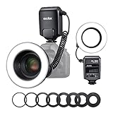 Godox ML150II Flash de Anillo LED portátil para Macro Flash de Anillo SetSelección de Potencia de 6 Pasos (1/32-1/1) 5800K±200K Regulable para Nikon/Canon/Olympus/Sony con Anillo Adaptador 8X