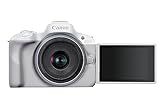 Canon EOS R50 Cámara Mirrorless + Objetivo RF-S 18-45 mm F4.5-6.3 IS STM, Cámara Evil APS-C (24,2 MP) -4 EV, Vídeo 4K 30 fps, Dual Pixel CMOS AF II, Pantalla Táctil de Ángulo Variable, Blanco