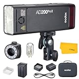 GODOX AD200Pro II Flash Strobe, 2.4G TTL 200W HSS 1/8000s 2900mAh Batería, Bi-Color Versátil Modelado Lámpara, Sync inalámbrica con un Toque, Pantalla a Color Mejorada, Indicador de Color de Grupo