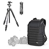 Lowepro Element MII Camera, Trípode de viaje de aluminio con cabezal de bola para cámaras compactas, CSC, DSLR y mochila ProTactic 450AW II para cámaras profesionales, drones, creadores de contenido