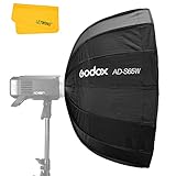 Godox AD-S65W - Paraguas suave portátil (65 cm), color blanco con montura Godox y rejilla difusor reflector para Godox AD400 Pro Godox AD300 Pro (AD-S65W)