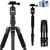 Rollei Compact Traveler No.1 Negro, 143cm Trípode Cámara de Viaje Tripode de Aluminio Ligero Compacto Tripod con Cabeza de Bola Compatible Arca Swiss Trípode y Monopié para DSLR y Smartphone