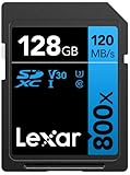 Lexar High-Performance 800x Tarjeta SD 128GB, SDXC UHS-I Tarjeta de Memoria, hasta 120 MB/s de Lectura, 45 MB/s de Escritura, Cámaras de apuntar y Disparar, DSLR, Videocámara HD (LSD0800128G-BNNAG)