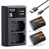 K&F Concept NP-FZ100 2 Pack 2280mAh Batería y Cargador Compatible con Cámara Sony Sony A7iii, A7iv, fx3, fx30, A6700, A7R, A9, A6600, A7Riii, A7Riv, A7R3, A7C, ZV-E1, ZV-E10ii, A7S3, A9R y más