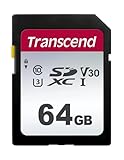 Transcend SDC300S - Tarjeta de memoria SDXC de 64 GB, color plata