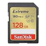 SanDisk Tarjeta SDXC Extreme de 128 GB + RescuePRO Deluxe, hasta 180 MB/s, UHS-I, Class, 10, U3, V30