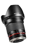 Samyang F1120409101 - Objetivo fotográfico DSLR para Sony E (Distancia Focal Fija 16mm, Apertura f/2-22 ED AS UMC CS, diámetro Filtro: 77mm), Negro