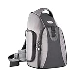 Mantona Miami - Mochila para cámaras para DSLRs con el Objetivo colocado y Correa Bandolera Acolchada, Color Gris