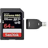 SanDisk Extreme PRO - Tarjeta de memoria SDXC de 64 GB, hasta 170 MB/s + SanDisk SD UHS-I - Lector de tarjetas