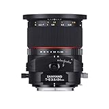 Samyang F1110909101 - Objetivo fotográfico DSLR para Micro Cuatro Tercios (Distancia Focal Fija 24mm, Apertura f/3.5-22 T/S ED AS UMC, diámetro Filtro: 82mm), Negro