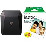 Fujifilm Instax Share SP-3 - Impresora para smartphone, color negro + Fuji FUJ105230 - Película instant instax (square ww 2, 2x10 fotos) multicolor
