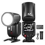 NEEWER Z2-C 2.4G TTL Flash Speedlite Cabeza Redonda Compatible con Canon,76Ws 1/8000s Flash HSS con Mejorada UI, 2 Lámpara Modelar, Interruptor TCM Rápido TTL/M, 7,2V/3000mAh Batería, 600 Power Flash