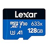 Lexar 633x Tarjeta Micro SD 128 GB, Tarjeta Memoria microSDXC UHS-I, con Adaptador SD, hasta 100 MB/s de Lectura, A1, C10, U3, V30, Tarjeta TF para Smartphone, Tablet y Camara IP (LMS0633128G-BNAAA)