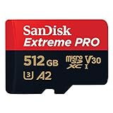 SanDisk Extreme PRO SDSQXCZ-512G-GN6MA - Tarjeta de memoria microSDXC de 512 GB con adaptador SD, hasta 170 MB/s, UHS Speed Class 3 (U3) y V30, Negro rojo
