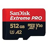 SanDisk Tarjeta microSDXC Extreme PRO de 512 GB + adaptador SD + RescuePRO Deluxe, hasta 200 MB/s, con rendimiento de aplicación A2, UHS-I, Clase 10, U3, V30