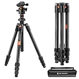 K&F CONCEPT Trípode de Cámara Carbono Compacto y Professional, 162cm, Trípode Ligero de Viaje para Fotografía con 360° Rótula de Bola y Placa de Liberación para Cámara DSLR (Solo 1.13kg)