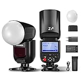 NEEWER Z1-N TTL Flash Speedlite de Cabeza Redonda para Nikon con Difusor Domo Magnético,76Ws 2.4G 1/8000s HSS Speedlight, 10 Nivel Lámpara LED, 2600mAh Batería, 480 Disparos a Potencia, 1.5s Reciclaje