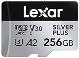 Lexar Tarjeta Micro SD 256 GB Silver Plus, Tarjeta de Memoria Micro SD con Adaptador, Tarjeta Microsdxc TF hasta 205 MB/s, A2, U3, Clase 10, V30, Full HD y 4K UHD para Cámara, Teléfono, Videoconsola