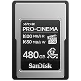 SanDisk Pro-Cinema CFexpress Type A Tarjeta de 480 GB (hasta 1800 MB/s de Velocidad de Lectura y hasta 1650 MB/s de Escritura, 4K, 6K, 8K, VPG200)