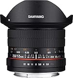 Samyang F1112110101 - Objetivo fotográfico DSLR para Fuji X (Distancia Focal Fija 12mm, Apertura f/2.8-22 ED AS NCS, Ojo de Pez), Negro