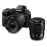 Panasonic LUMIX DC-S5 S5 Cámara sin Espejo de Marco Completo, grabación de Video 4K 60P con Pantalla abatible, Montaje en L, 20-60mm F3.5-5.6 y 50mm F1.8 Lentes, 5-Axis Dual I.S, (Negro)