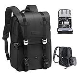 K&F Concept Mochila Fotografía Profesional, Mochila Camara Multifuncional, Mochila Fotográfica para Reflex Impermeable, Bolsa Cámara Compartimento para Portátil de 15.6 Pulgadas(20L) Negro