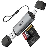 acer Lector de Tarjetas SD/Micro SD, Adaptador de Lector Tarjetas USB C y USB 3.0 Dual Conector, Compatible con SD/Micro SD/SDHC/SDXC/MMC para iPhone 15/16 Pro MAX, MacBook Air/Pro, Galaxy S25, etc.