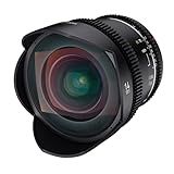 Samyang MF 14 mm T3,1 VDSLR MK2 Nikon F – Lente de Gran Angular T3.1 Ultra Gran Angular Cine y vídeo para Nikon F Mount, 14 mm de Distancia Focal Fija, Follow Focus Coronas dentadas de Formato