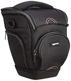 Amazon Basics Bolso Bandolera Estilo Funda para Cuerpo de Cámara SLR y Objetivo, Correa Desmontable, Impermeable, Antiimpactos, Acolchado, Sólido, Bolsillo para Accesorios - Negro, 17,5 x 16 x 23 cm