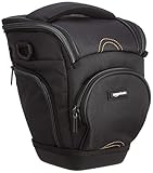 Amazon Basics - Bolso Bandolera Estilo Funda para Cuerpo de Cámara SLR y Objetivo, Correa Desmontable, Impermeable, Antiimpactos, Acolchado, Sólido, Bolsillo para Accesorios - Negro, 17,5 x 16 x 23 cm