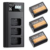 K&F Concept 3-Pack NP-FW50 1100mAh Batería y Cargador LCD de 3 Bahías Compatible con Sony ZV-E10, Alpha A6000 A6300 A6400 A6500 A5000 A5100 A7 A7II A7R A7RII A7S A7SII RX10 II III Cámaras