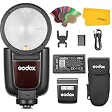 GODOX V1Pro-S V1Pro S Flash Speedlite ，Cabeza Redonda Compatible para Sony, 2.4G Inalámbrico TTL Speedlight HSS 1/8000s, 2980mAh Li-Ion de la batería, Desmontable Sub Flash Soporte Tipo-C