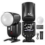 NEEWER Z2-N 2.4G TTL Flash Speedlite Cabeza Redonda Compatible con Nikon, 76Ws 1/8000s HSS con Difusor, 2 Lámparas Modelar, Interfaz Mejorada, Tecla Palanca TTL/M, 3000mAh Batería, 600 Flash Potencia