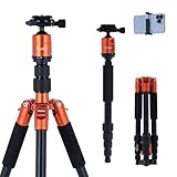 Rollei Compact Traveler No.1 Naranja, 143cm Tripode Camara de Aluminio Trípode de Viaje Ligero Tripod Compacto con Cabeza de Bola Compatible Arca Swiss Trípode y Monopié para DSLR y Smartphone