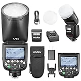 Godox V1Pro N Flash TTL Cabezal Redondo Speedlite 76Ws HSS 1/8000s 2980mAh Batería de Litio LED Lámpara de Modelado Flash Externo,V1-N (2024) SU-1 M/TTL Modo Flash para Nikon