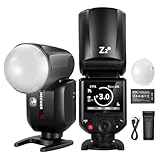 NEEWER Z2-C 2.4G TTL Flash Speedlite Cabeza Redonda Compatible con Canon, 76Ws 1/8000s HSS con Difusor, 2 Lámparas Modelar, Interfaz Mejorada, Tecla Palanca TTL/M, 3000mAh Batería, 600 Flash Potencia