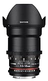 Samyang F1312903101 - Objetivo para vídeo VDSLR para Nikon F (Distancia Focal Fija 35mm, Apertura T1.5-22 AS UMC II, diámetro Filtro: 77mm), Negro