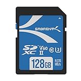 SABRENT Tarjeta SD V60 de 128 GB | SDXC UHS-II | Tarjeta de Memoria | Velocidades R270 MB/s W170 MB/s de Lectura para fotógrafo Profesional, camarógrafo y Vlogger | Full HD/4K | [SD-TL60-128GB]