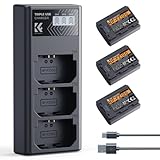 K&F CONCEPT 3-Pack NP-FZ100 Batería 2280mAh y Cargador LCD de 3 Ranuras Compatible con Sony A7iii, A7iv, fx3, fx30, A6700, A7R, A9, A6600, A7Riii, A7Riv, A7R3, A7C, ZV-E10ii, A7S3 y más