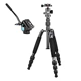 SIRUI T-1004SK/G-10X/VA-5 Profesional Travel Viaje Video tripode trípode Tripod para Camara cámara Reflex fotografia de Aluminio con Cabezal G-10X y rótula VA-5,Altura 14–130 cm,Carga Máxima 12 kg